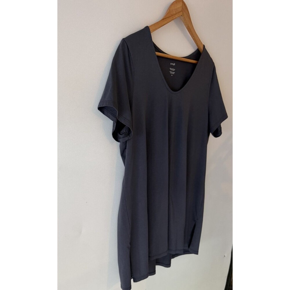 J.Jill Pure Jill Top Womens Large Tall Gray Side Slit Elliptical Tee Shirt - Picture 2 of 11